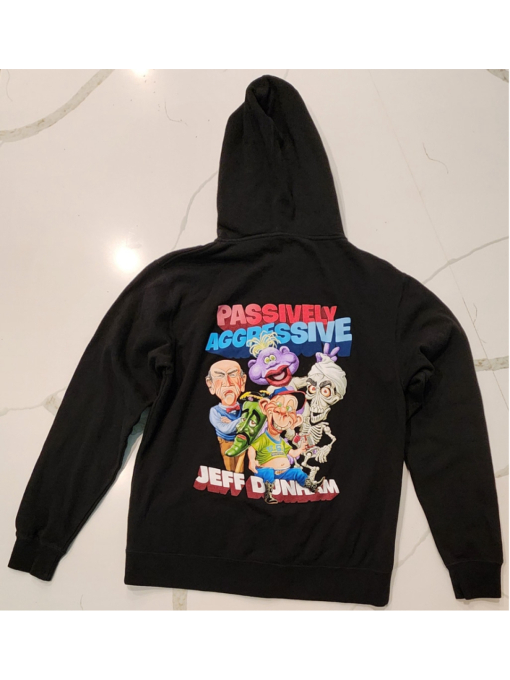 Jeff Dunham Passively Aggressive Tour Black Full Zip Graphic Hoodie Men’s M